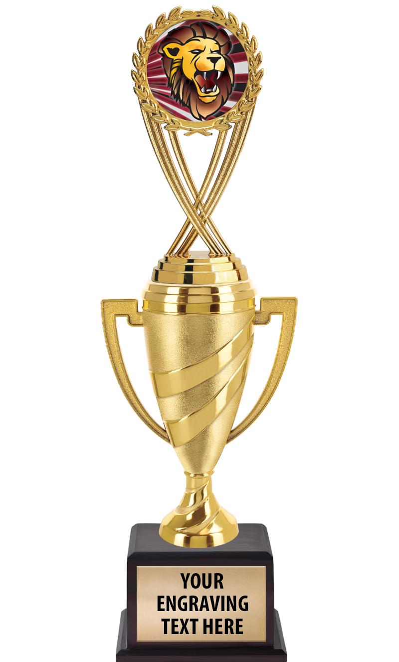 13"SWIRL CUP WOOD BS W FIG TRP