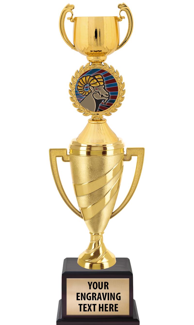 13"SWIRL CUP WOOD BS W FIG TRP