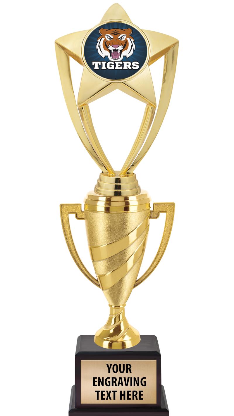 13"SWIRL CUP WOOD BS W FIG TRP