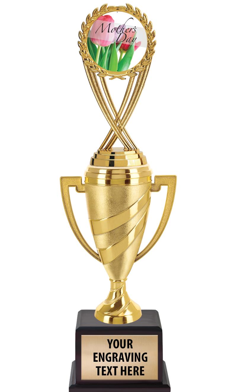 13"SWIRL CUP WOOD BS W FIG TRP