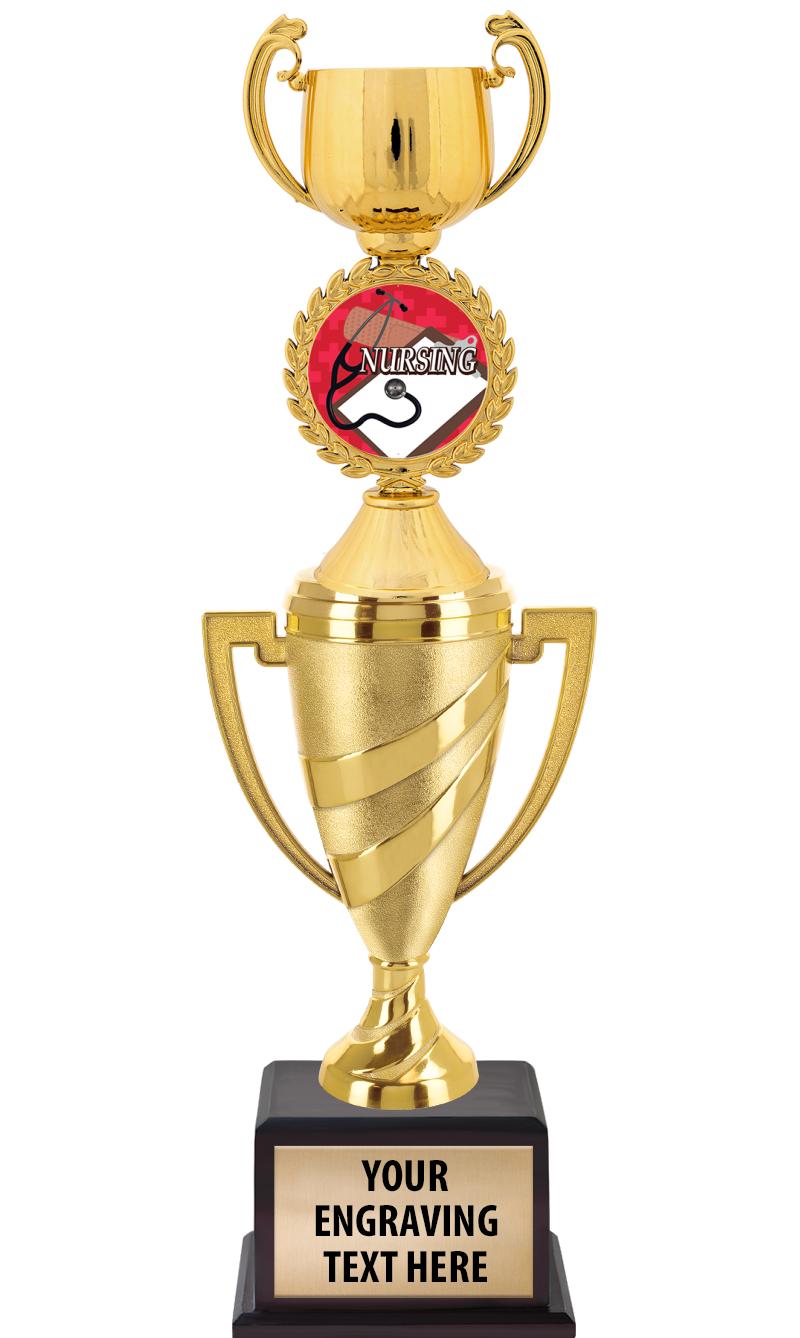 13"SWIRL CUP WOOD BS W FIG TRP