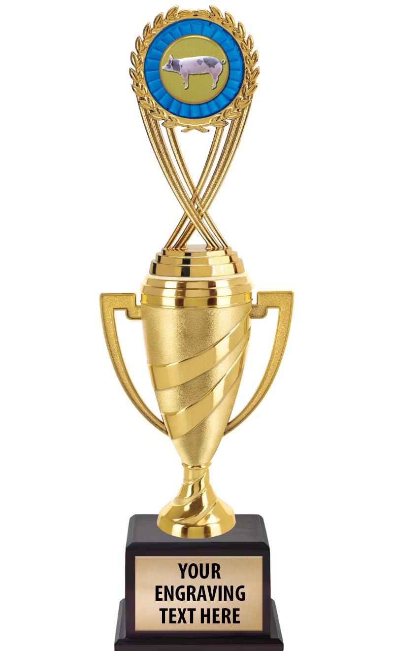 13"SWIRL CUP WOOD BS W FIG TRP