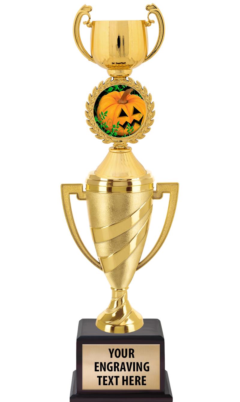 13"SWIRL CUP WOOD BS W FIG TRP