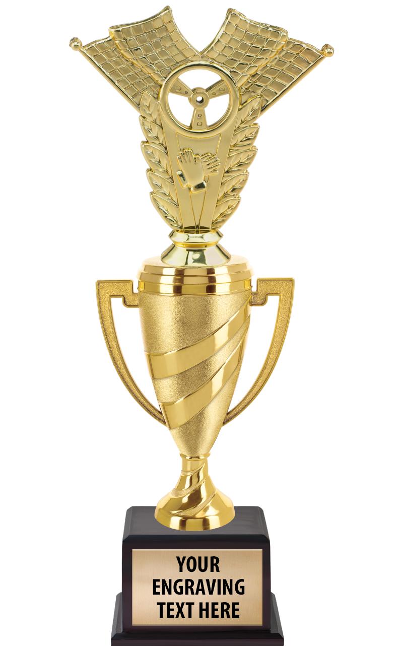 13"SWIRL CUP WOOD BS W FIG TRP