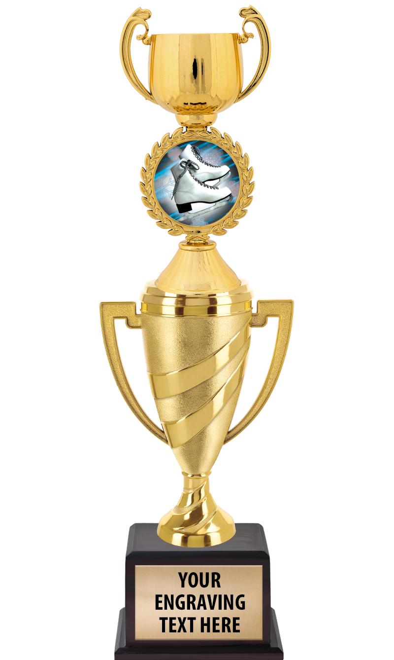 13"SWIRL CUP WOOD BS W FIG TRP