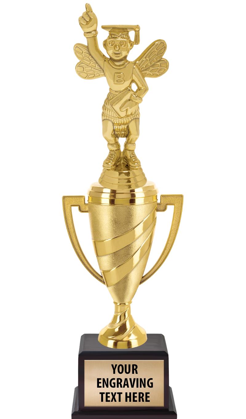 13"SWIRL CUP WOOD BS W FIG TRP