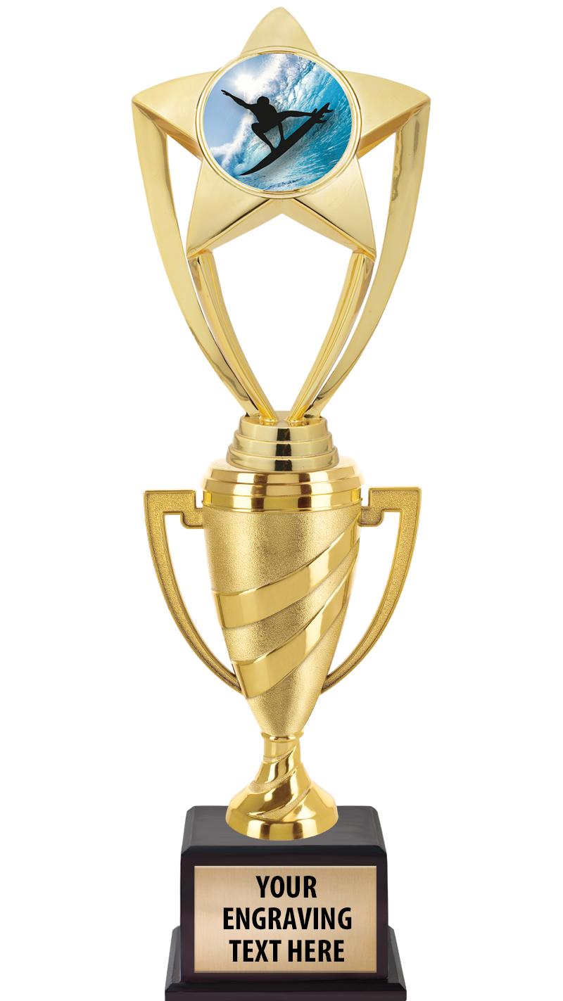 13"SWIRL CUP WOOD BS W FIG TRP