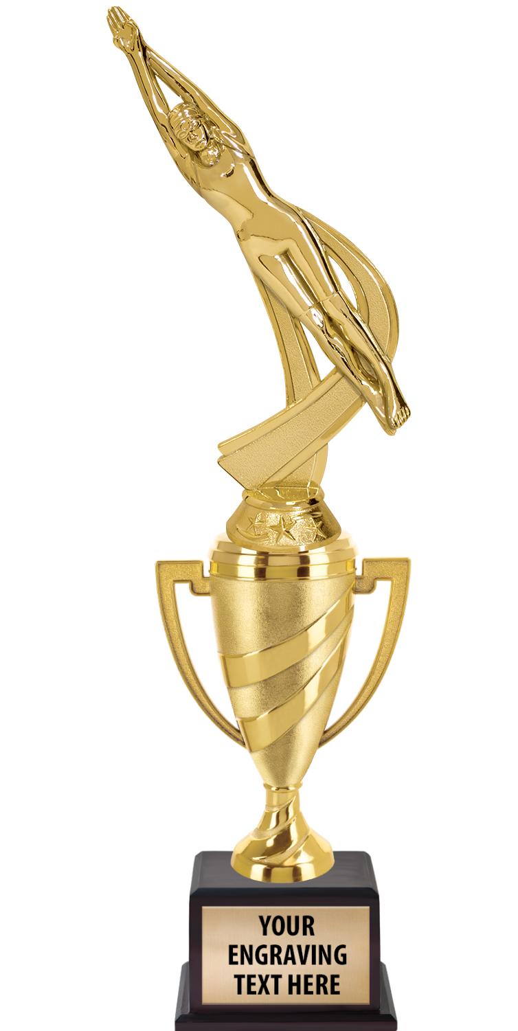 13"SWIRL CUP WOOD BS W FIG TRP