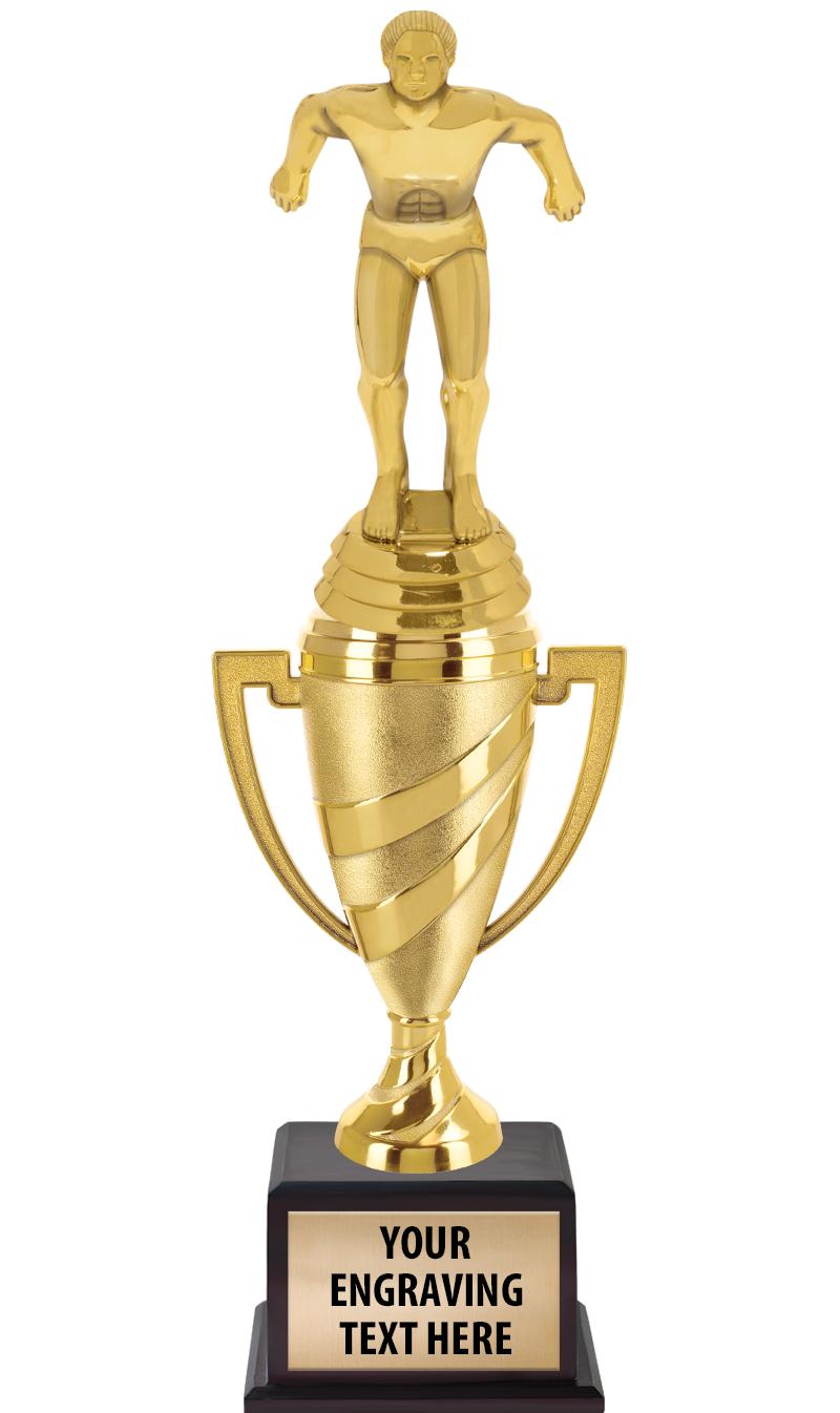 13"SWIRL CUP WOOD BS W FIG TRP