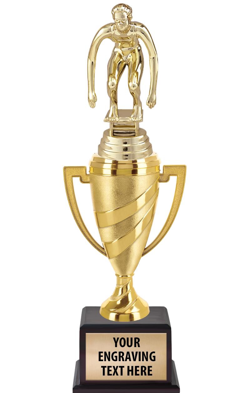 13"SWIRL CUP WOOD BS W FIG TRP