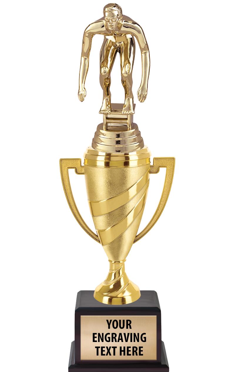 13"SWIRL CUP WOOD BS W FIG TRP