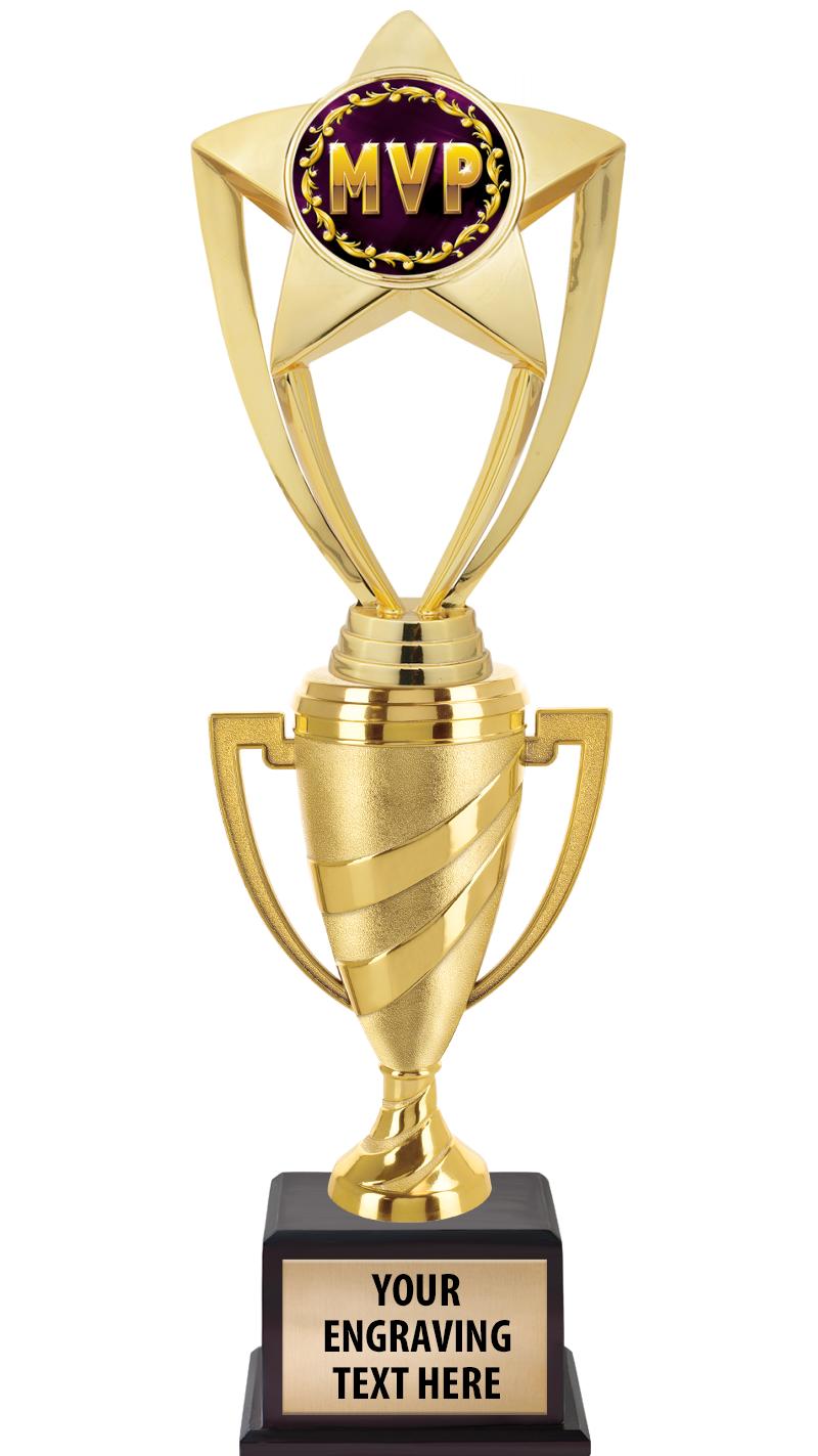 Crown Awards 11.75 Black Swirl Cup Trophy with Baseball Triple Figure,  Baseball Award Trophies with Personalized Engraving