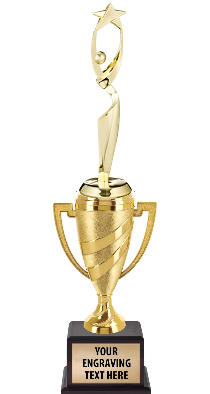 13"SWIRL CUP WOOD BS W FIG TRP