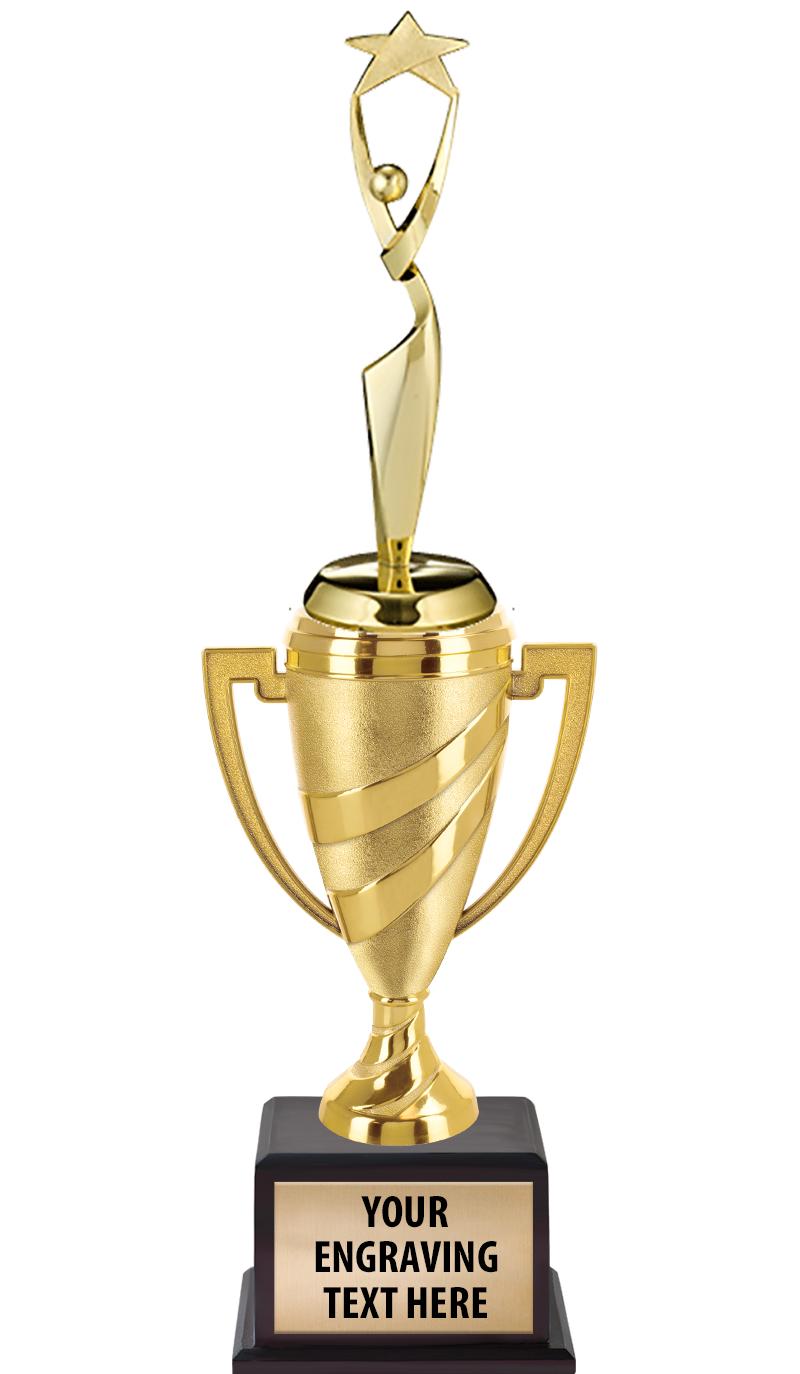 13"SWIRL CUP WOOD BS W FIG TRP