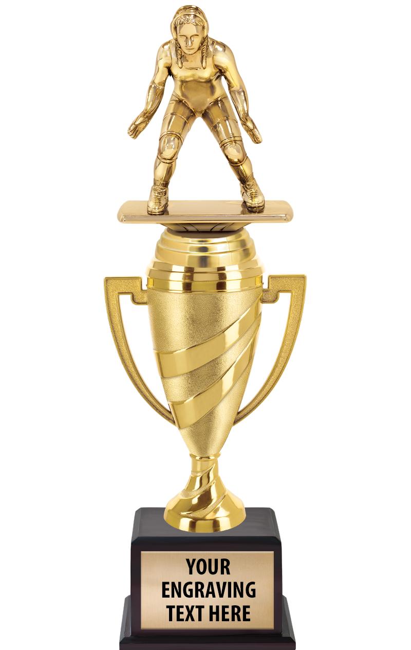 13"SWIRL CUP WOOD BS W FIG TRP