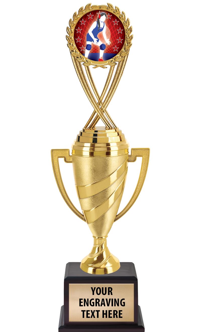 13"SWIRL CUP WOOD BS W FIG TRP