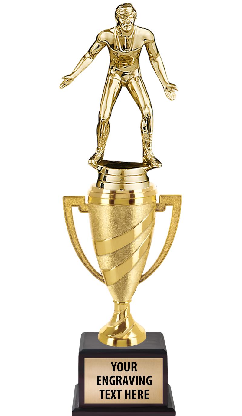 13"SWIRL CUP WOOD BS W FIG TRP