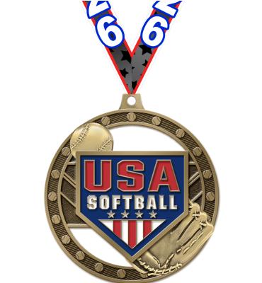 3" USA Softball Massive Medals
