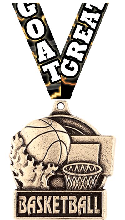 1 3/4" BASKETBALL MEDAL GOLD