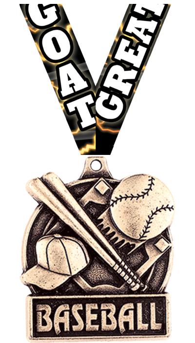 1 3/4" BASEBALL MEDAL GOLD
