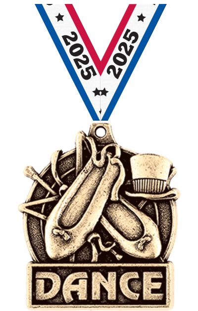 1 3/4" DANCE MEDAL GOLD