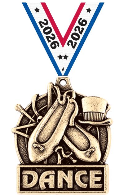1 3/4" DANCE MEDAL GOLD