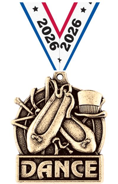 1 3/4" DANCE MEDAL GOLD