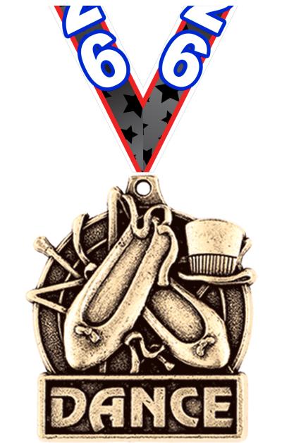 1 3/4" DANCE MEDAL GOLD