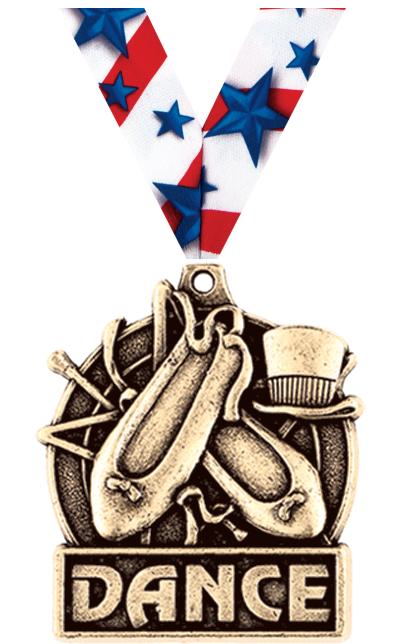 1 3/4" DANCE MEDAL GOLD