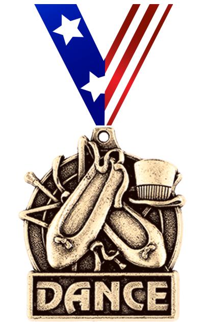 1 3/4" DANCE MEDAL GOLD