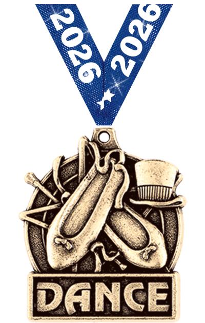 1 3/4" DANCE MEDAL GOLD