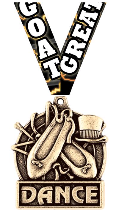 1 3/4" DANCE MEDAL GOLD