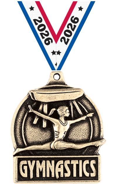 1 3/4" FEMALE GYM MEDAL GOLD