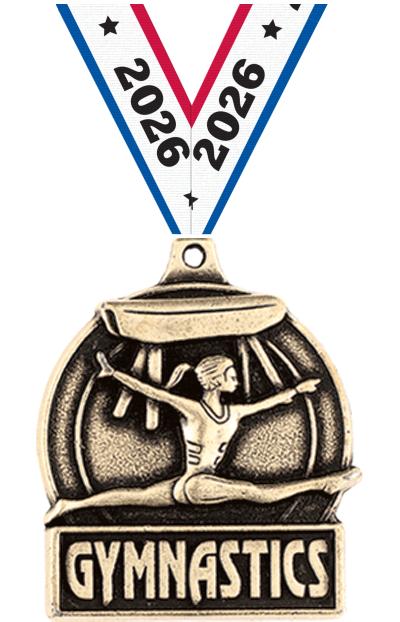 1 3/4" FEMALE GYM MEDAL GOLD