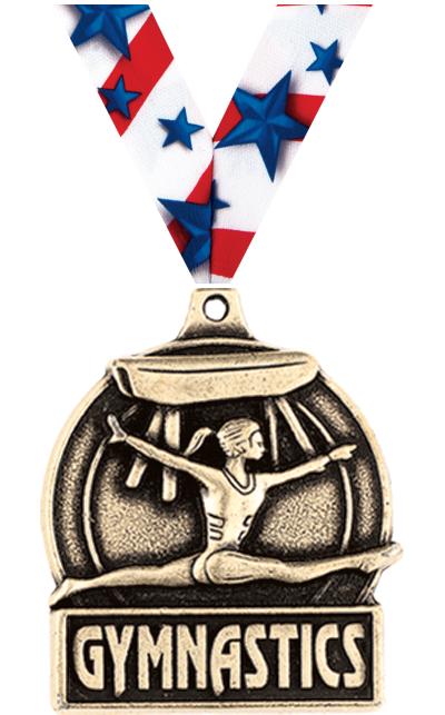 1 3/4" FEMALE GYM MEDAL GOLD