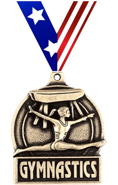 1 3/4" FEMALE GYM MEDAL GOLD