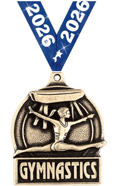 1 3/4" FEMALE GYM MEDAL GOLD