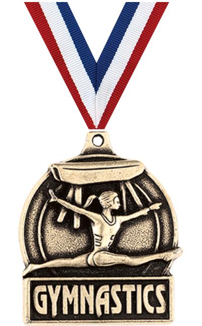 1 3/4" FEMALE GYM MEDAL GOLD