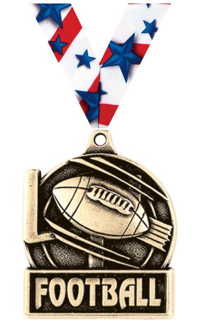 1 3/4" FOOTBALL MEDAL GOLD