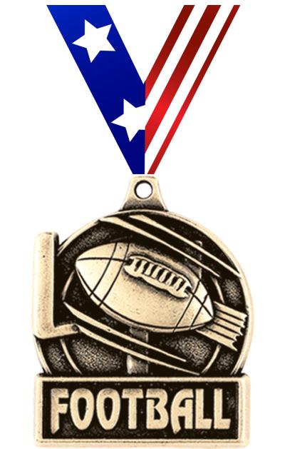 1 3/4" FOOTBALL MEDAL GOLD