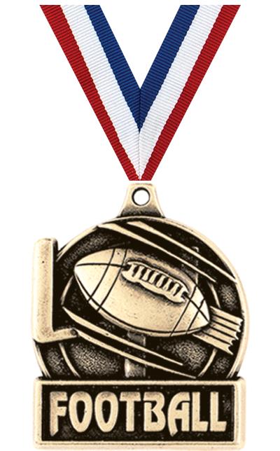 1 3/4" FOOTBALL MEDAL GOLD