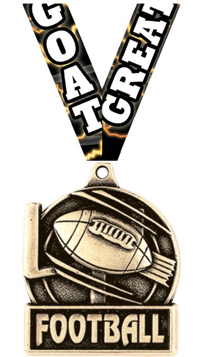 1 3/4" FOOTBALL MEDAL GOLD