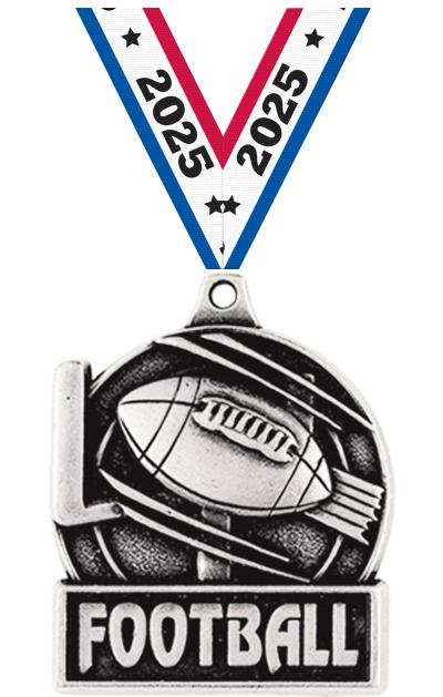 1 3/4" FOOTBALL MEDAL SILVER
