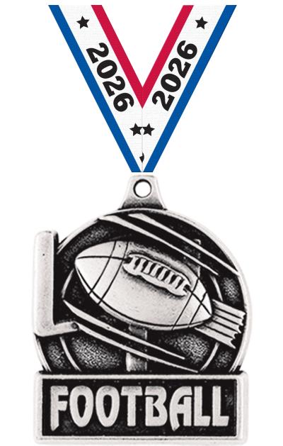 1 3/4" FOOTBALL MEDAL SILVER