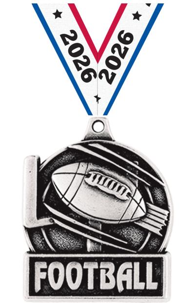 1 3/4" FOOTBALL MEDAL SILVER