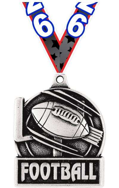 1 3/4" FOOTBALL MEDAL SILVER