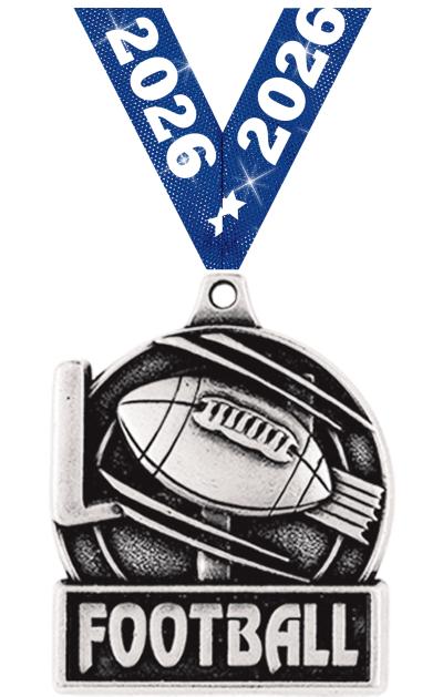 1 3/4" FOOTBALL MEDAL SILVER