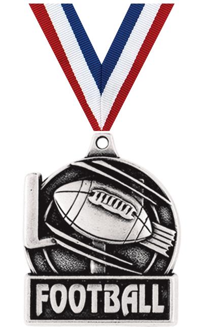 1 3/4" FOOTBALL MEDAL SILVER