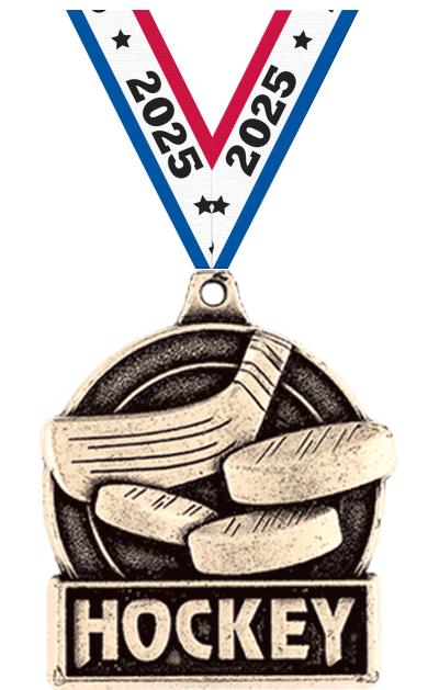 1 3/4" HOCKEY MEDAL GOLD