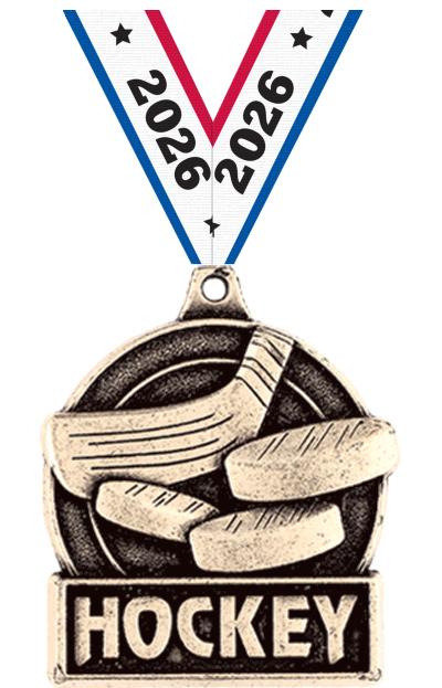 1 3/4" HOCKEY MEDAL GOLD